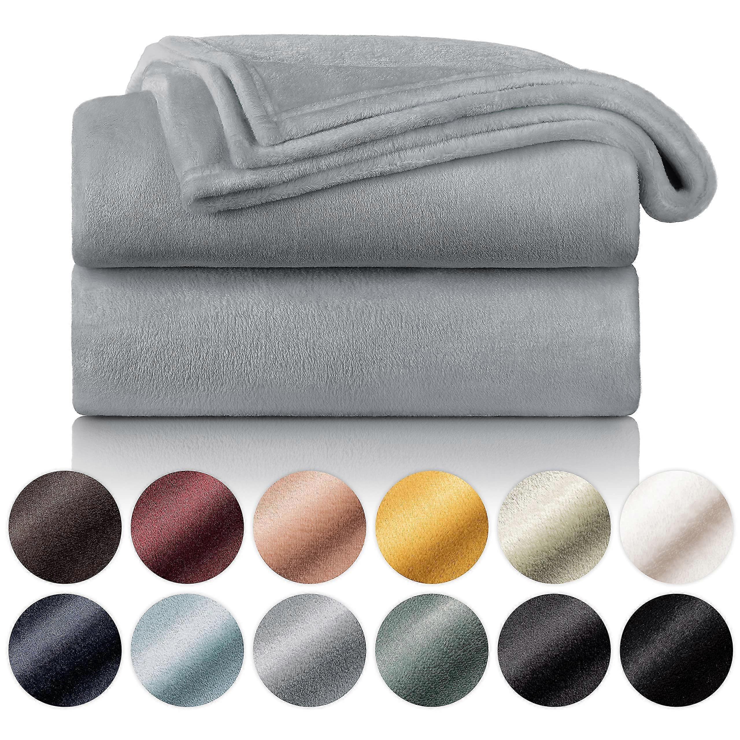 Fleece Blanket 150 X 200 - Gray, Plaid For Sofa, Cocooning - Thick, Fluffy, Soft And Warm - High Quality