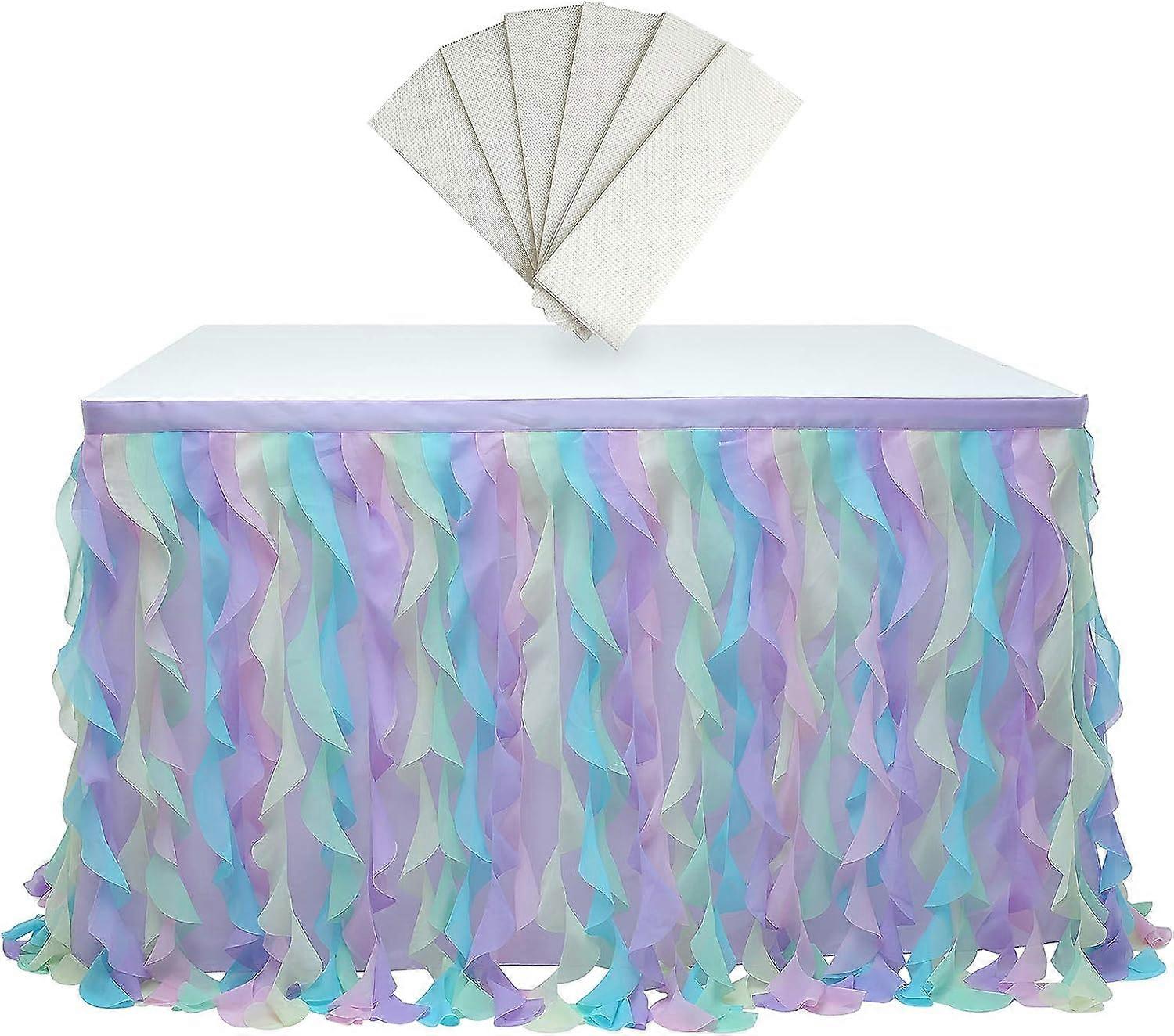 معلقة تول الجدول تنورة توتو ملابس الجدول ، سرير ديكور قوس قزح