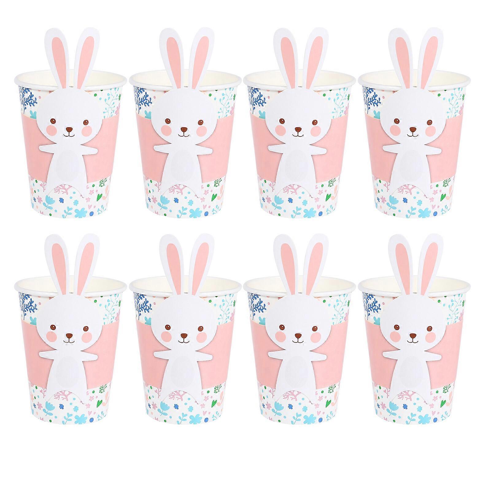 1 Set of 8PCS Easter Layout Bunny Shape Paper Cups Easter Party Disposable Cups