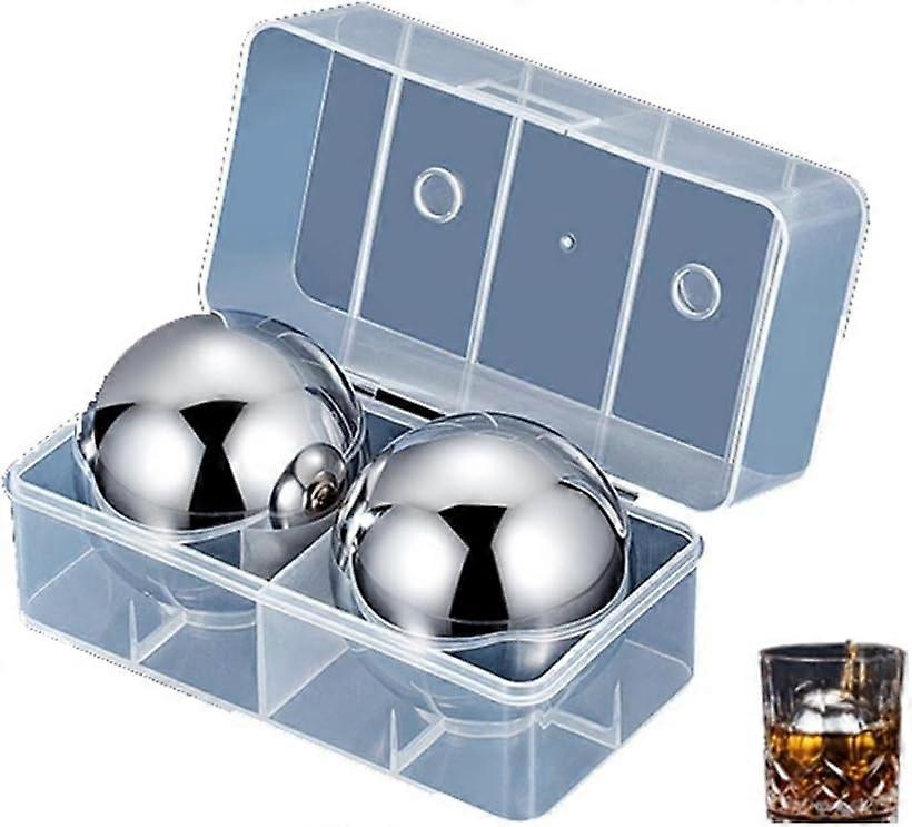 Stainless Steel Ice Cubes 2 Reusable Whiskey Ice Cubes High Tech No-Diluted Cocktail Cooling