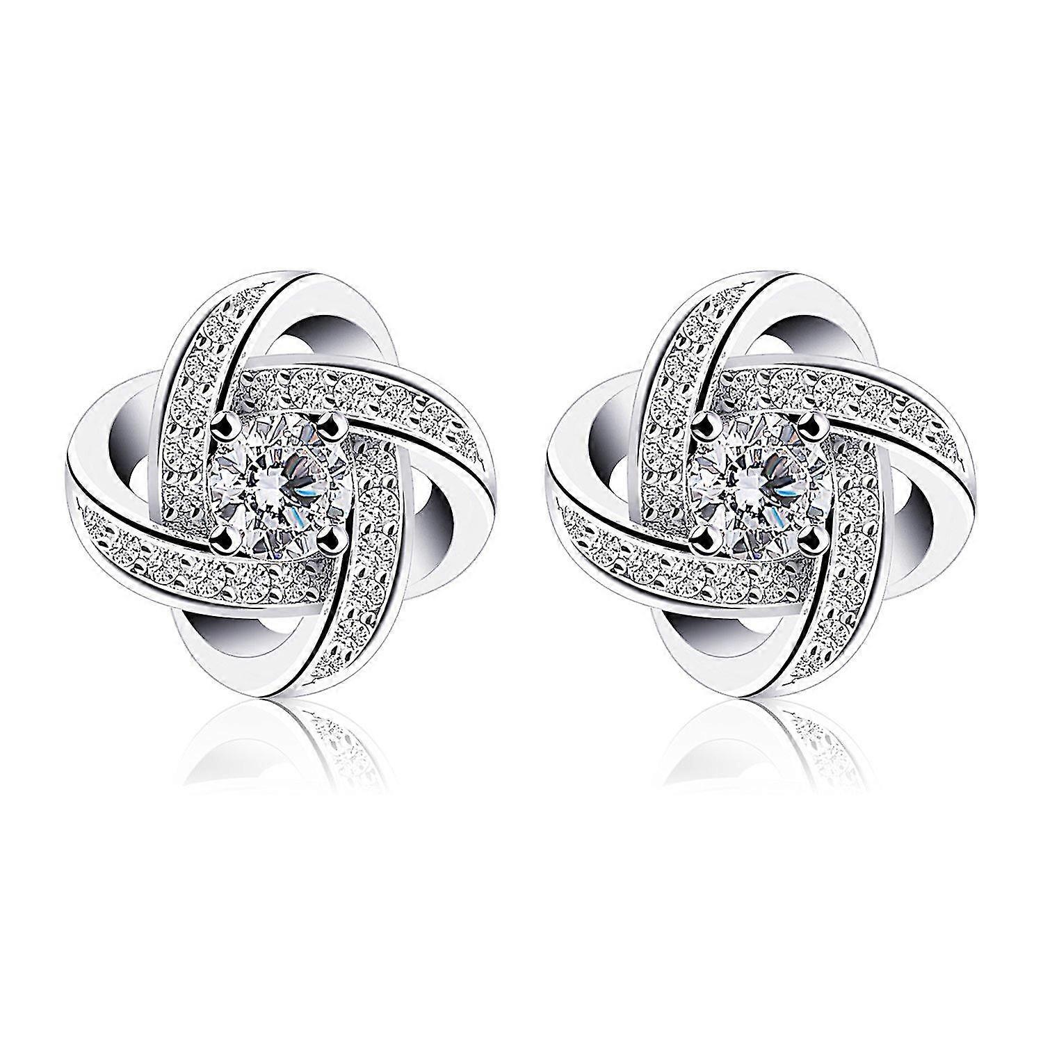 Pendientes de plata para mujer, pendientes Gemini Stud, corte diamante
