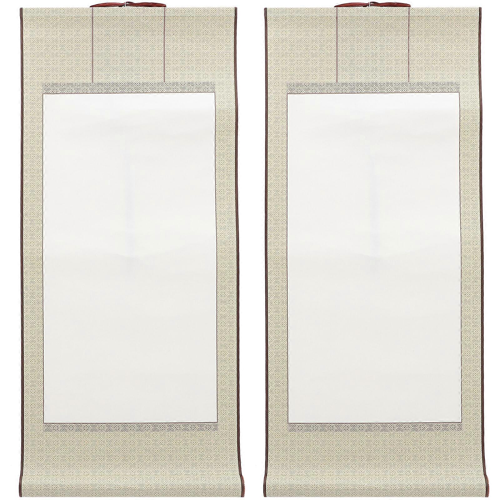 2pcs Blank Hanging Scroll Painting Scroll Chinese Rice Paper Scroll for Art Painting Writing