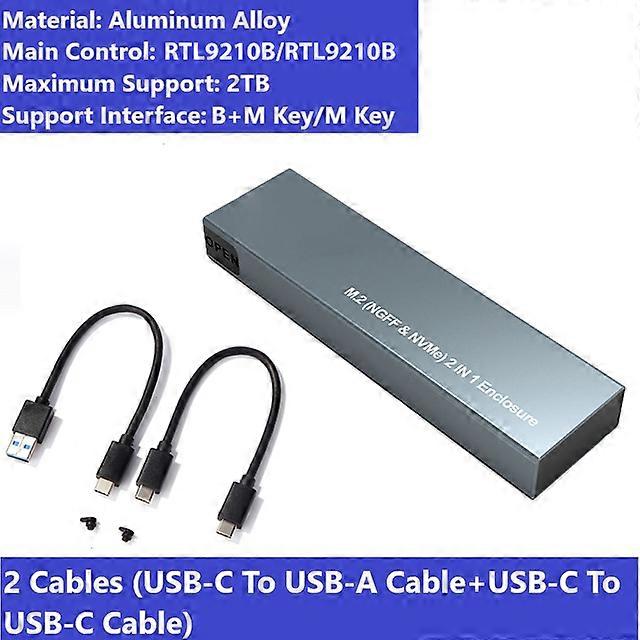 Dual Protocol M.2 NVMe SSD Case 10Gbps USB3.1 Gen2 NVMe Enclosure,M2 SATA NGFF 5Gbps SSD Case For 2230/2242/2260/2280 M.2 SSD