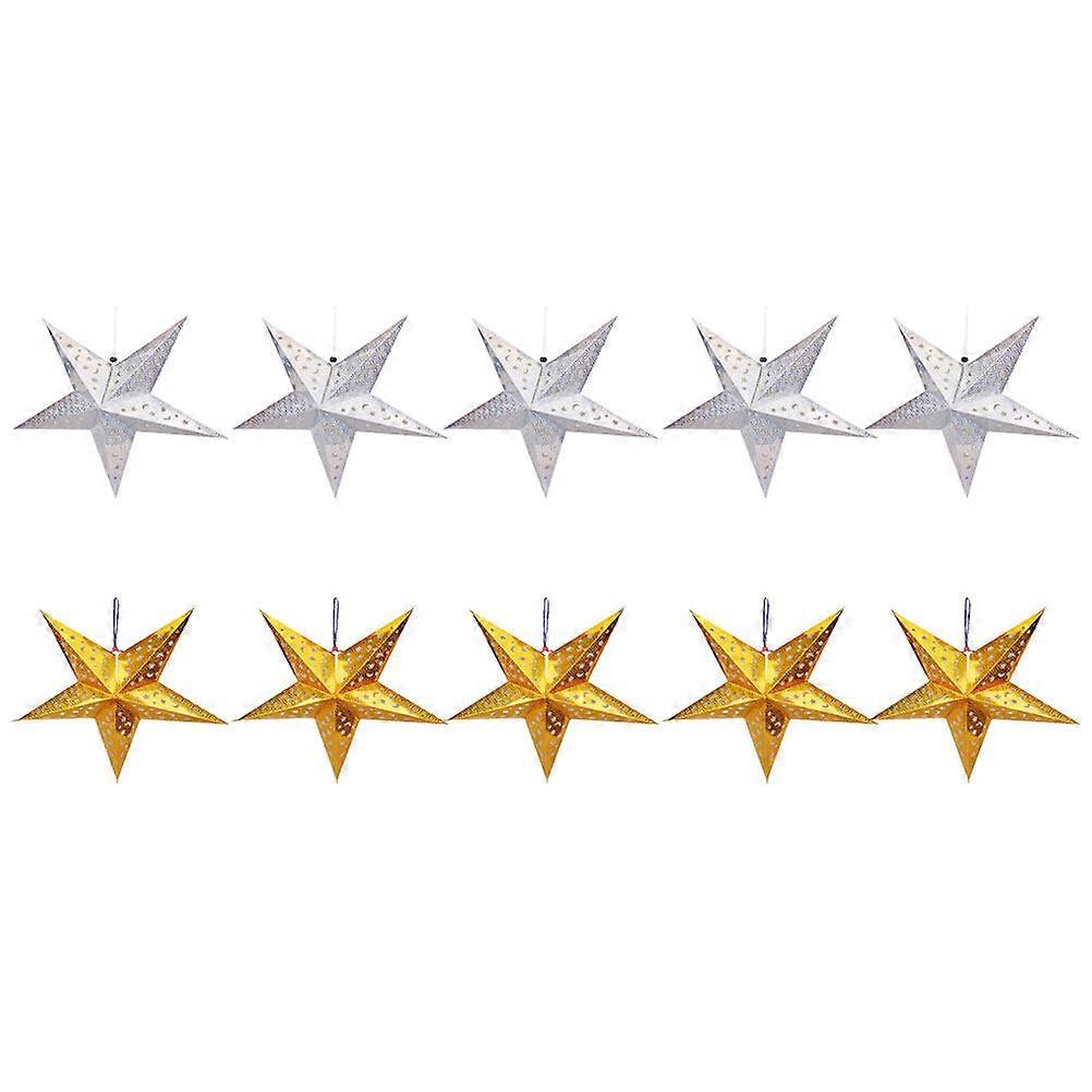 10pcs Star Paper Lantern Lampshade Christmas Hanging Lamp Shade Folding Paper Star Lamp Shades