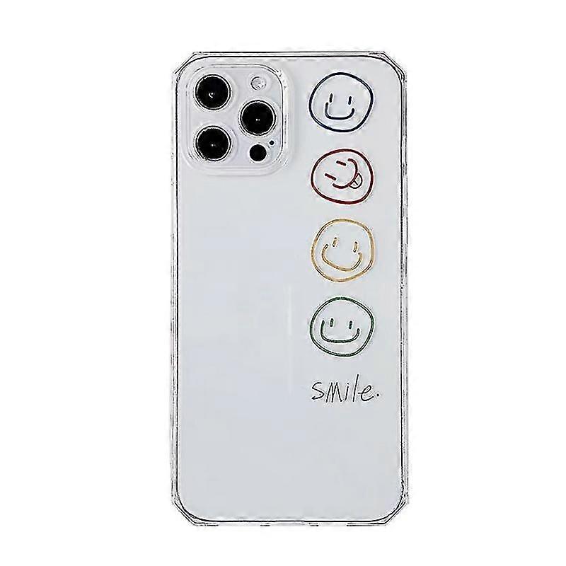 For Iphone 12 Pro Straight Edge Colored Drawing Smiley Face Pattern Tpu Protective Case