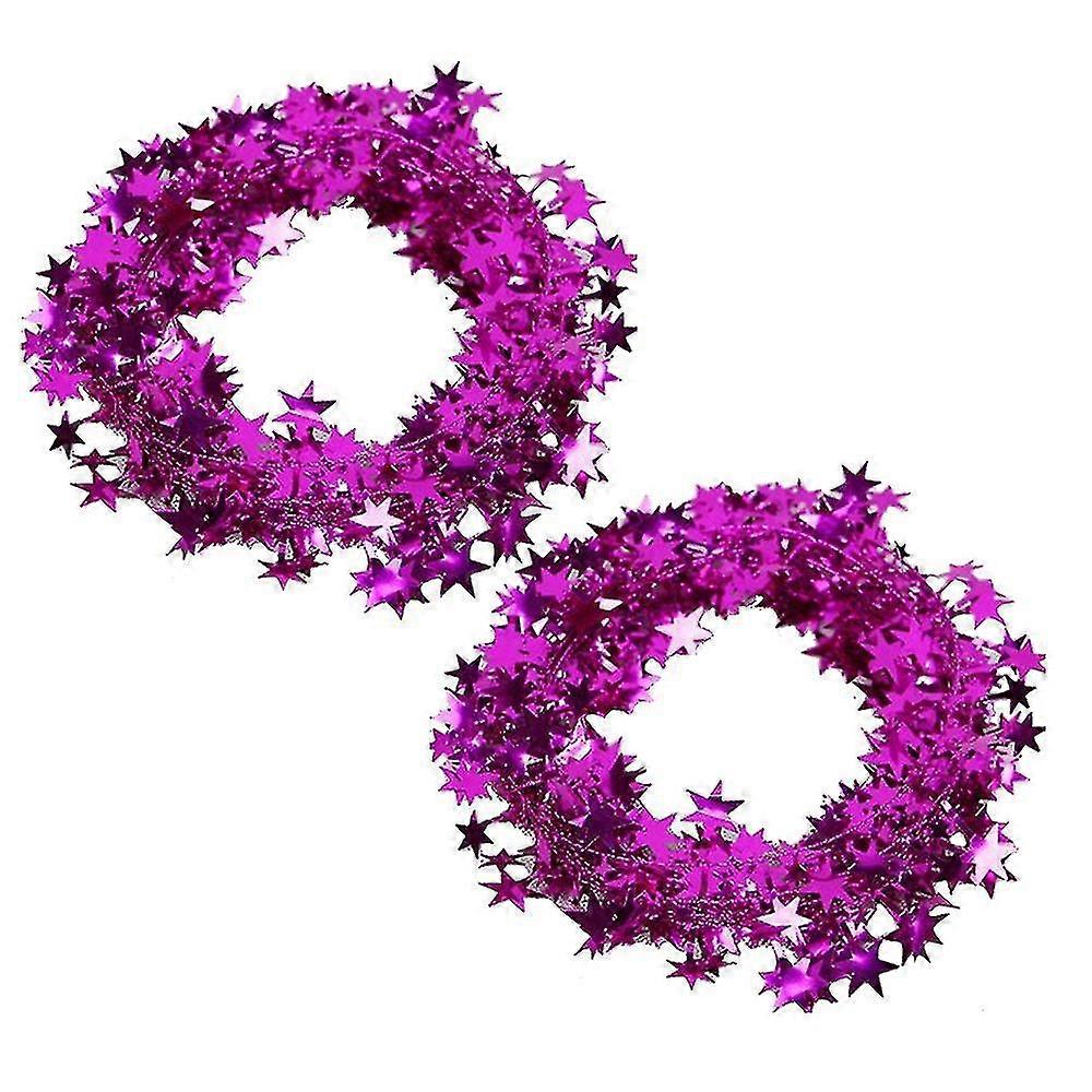 2 Rolls Of Sparkly Star Tinsel Garlands With Wire For Xmas Tree, Birthday, Party, Festive Ornament