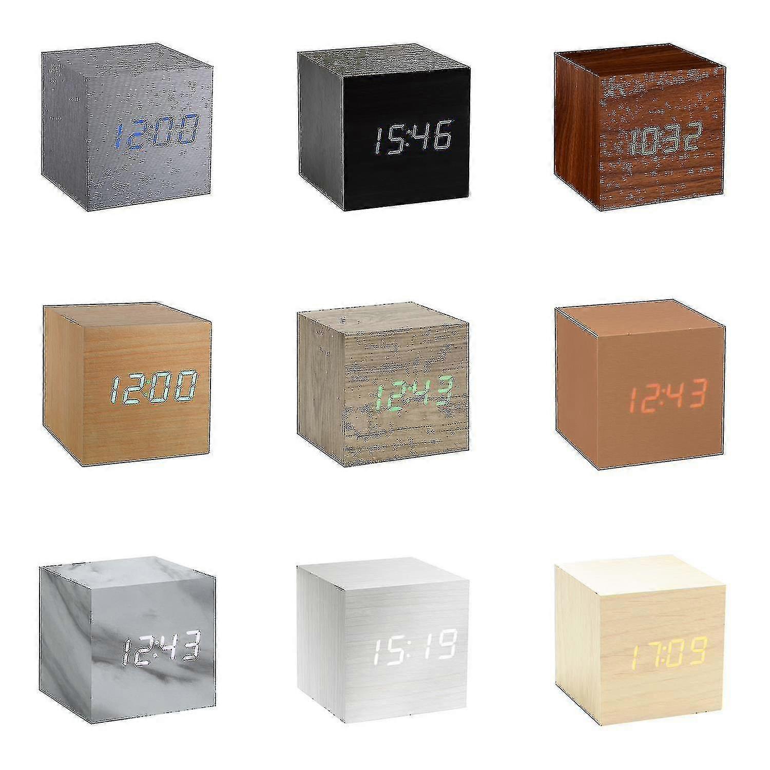 Lyt Gingko Cube Led Click Clock Alarm Clock With Sound Activation (time, Date & Temperature) Various Colours A10 XH