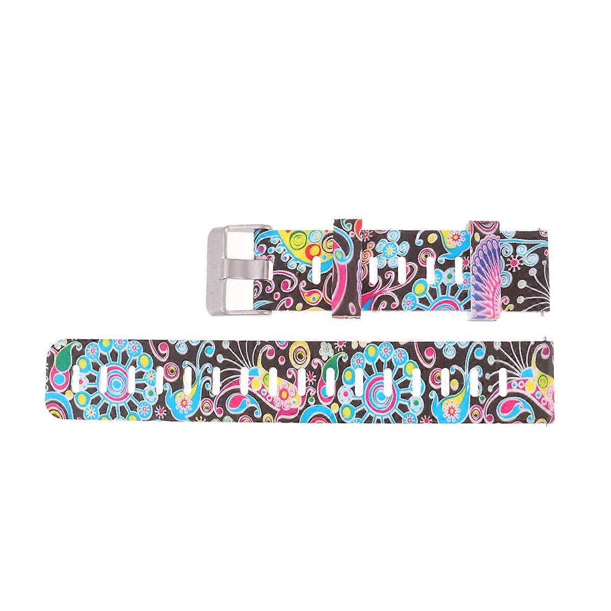 Personalized Painted Silicone Watchband Delicate Watch Strap Compatible for Bip Peacock Spread Tail Pattern