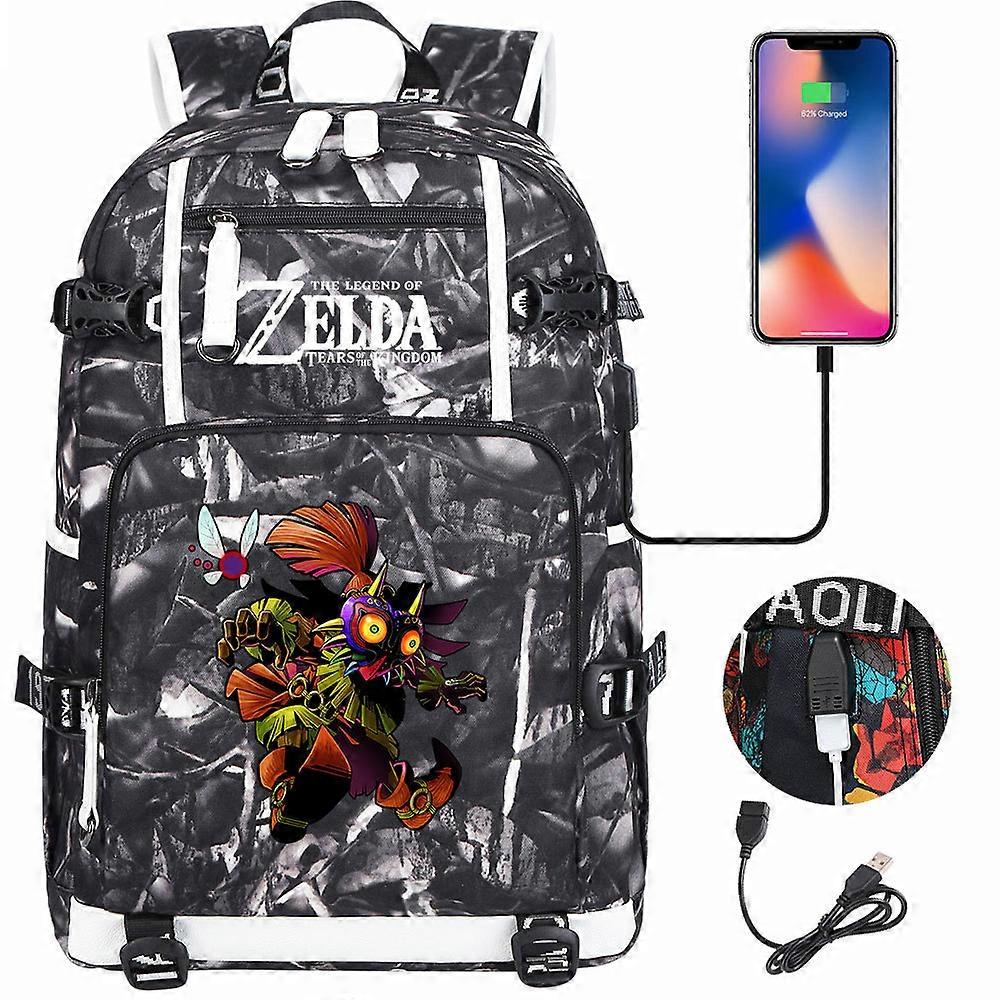 Breath of the Wild Eye Game Plecak USB - Unisex Travel Laptop Bag do cosplayu, szkoły i codziennego użytku