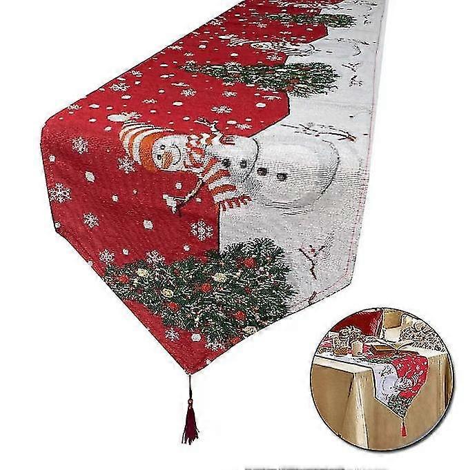 Christmas Tablecloth,table Runner With Snowflake Snowman And Elk