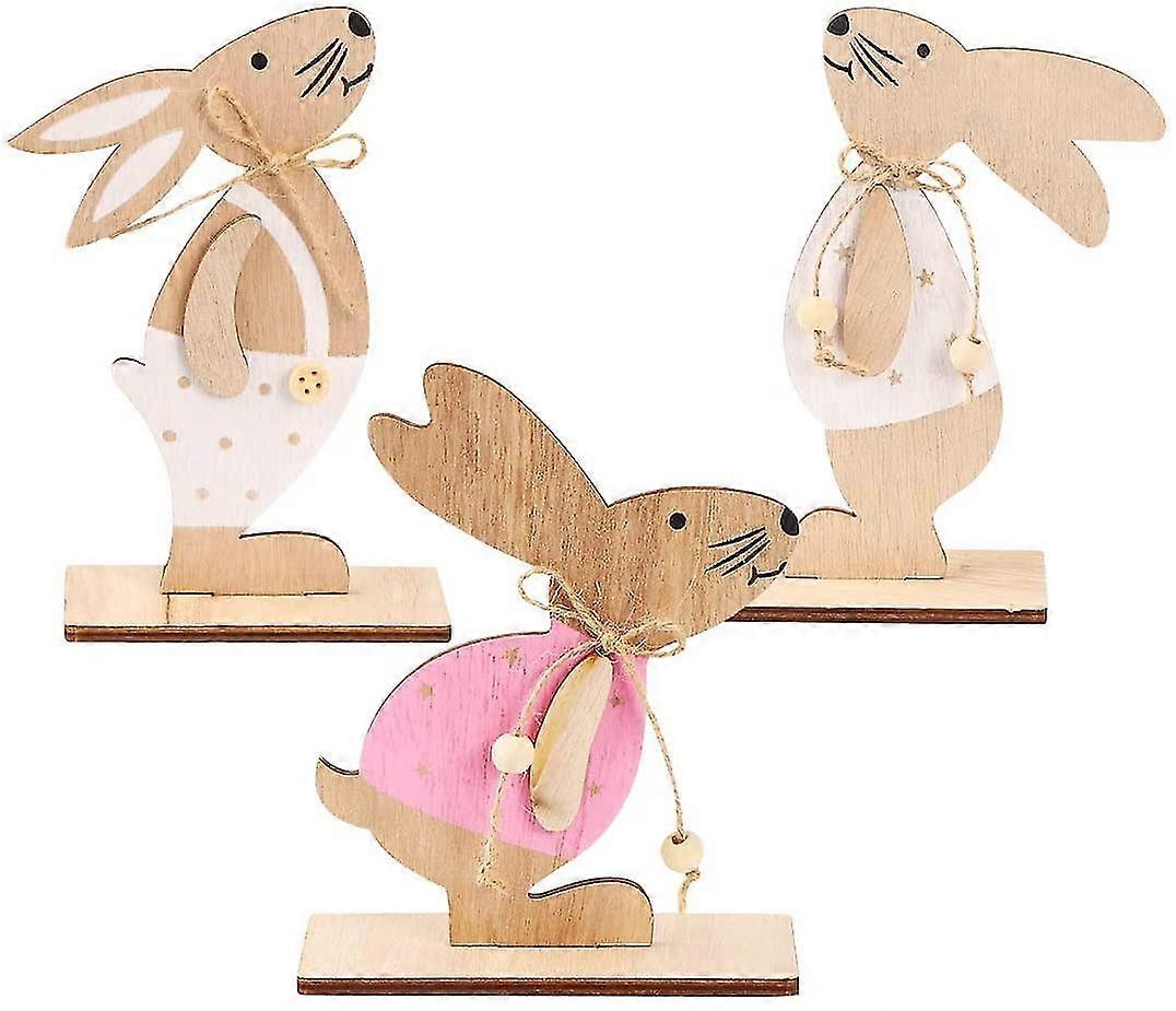 For Easter Decoration, Easter Bunny Decoration, 3pcs Wooden Easter Bunny Easter Decorations