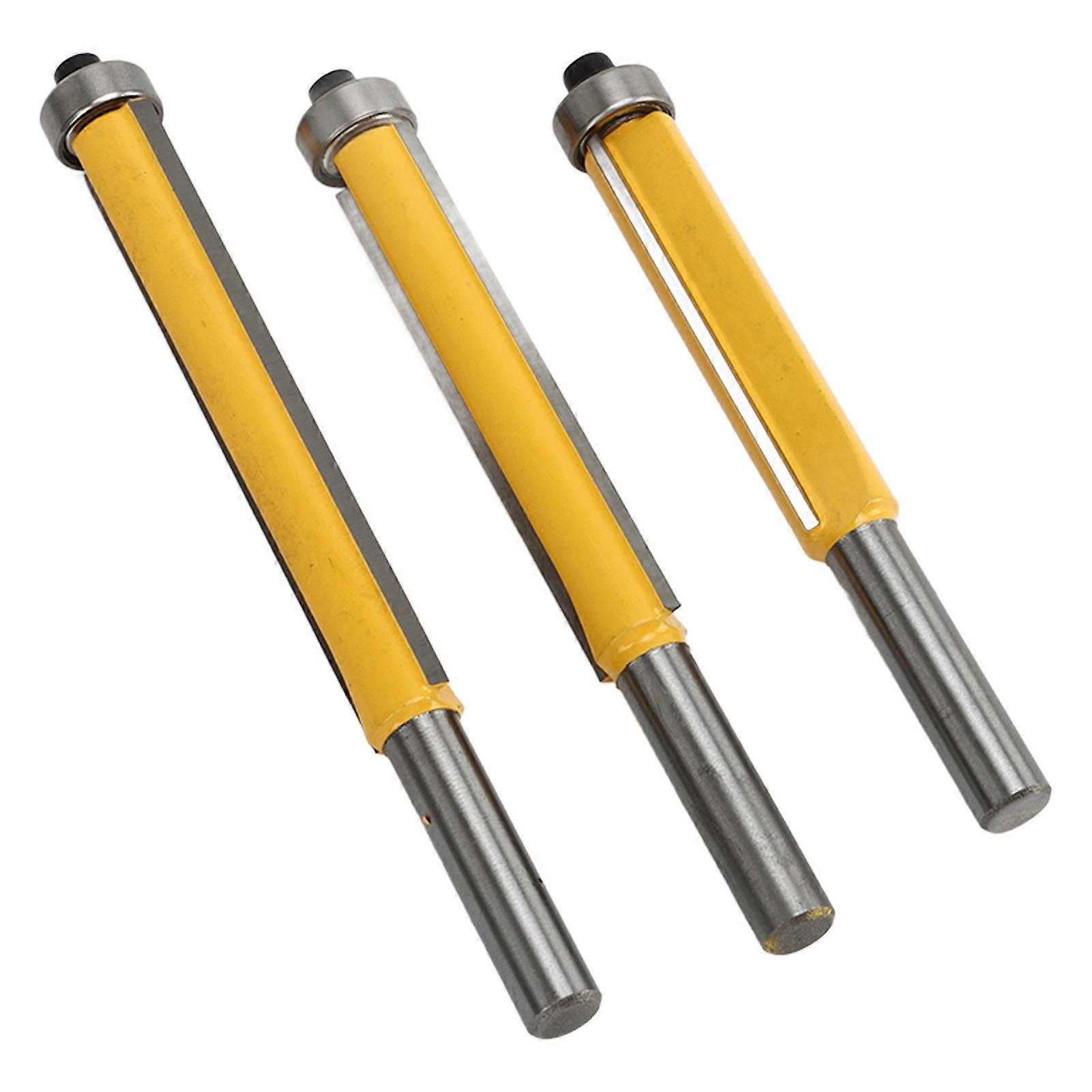 3Pcs 8mm Shank Tungsten Steel Flush Trim Router Bit Set for Woodworking