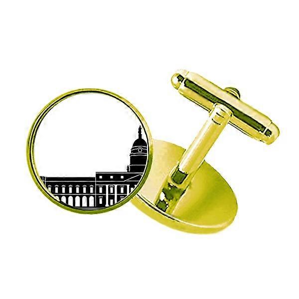 ダブリンランドマークビルディングスカイラインアイルランドスタッズビジネスメタルカフリンクスゴールデン