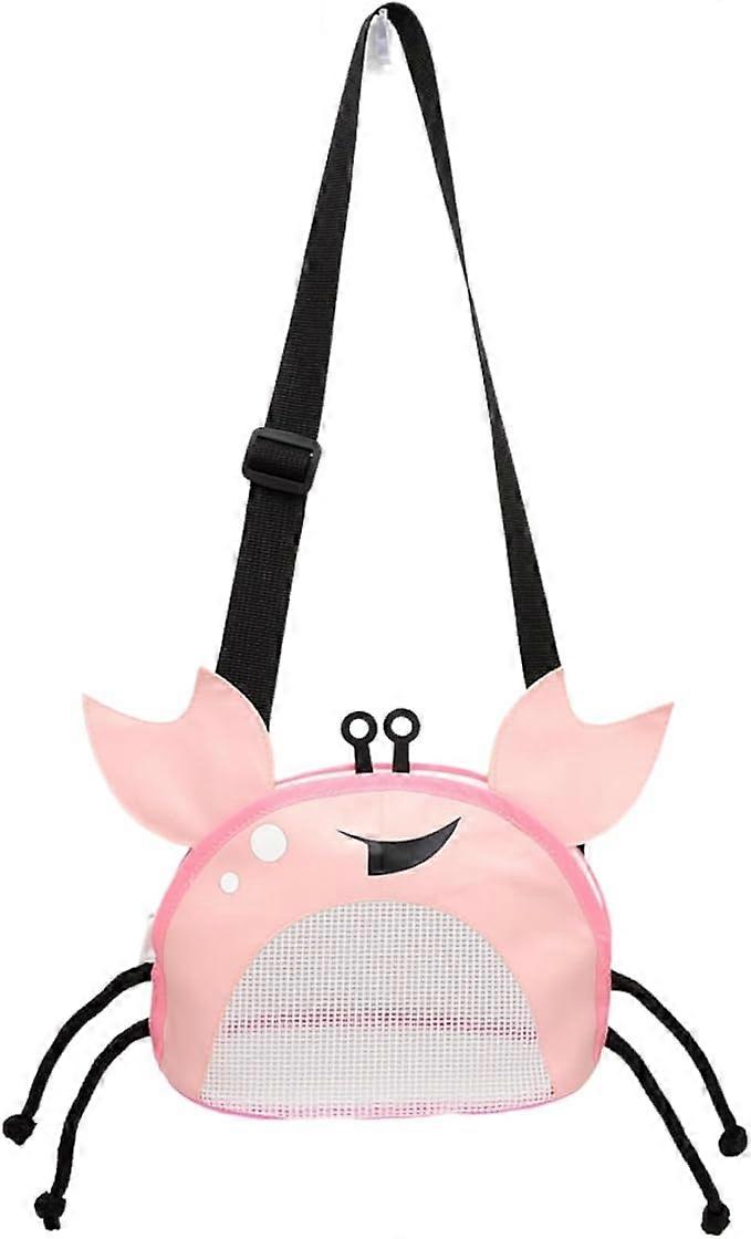 Crab-Shaped Seashell Holder with Adjustable Strap for Holding Shell Sea Pool Sand Toys, Durable Beach Tote Bag for Fun Beach Adventures