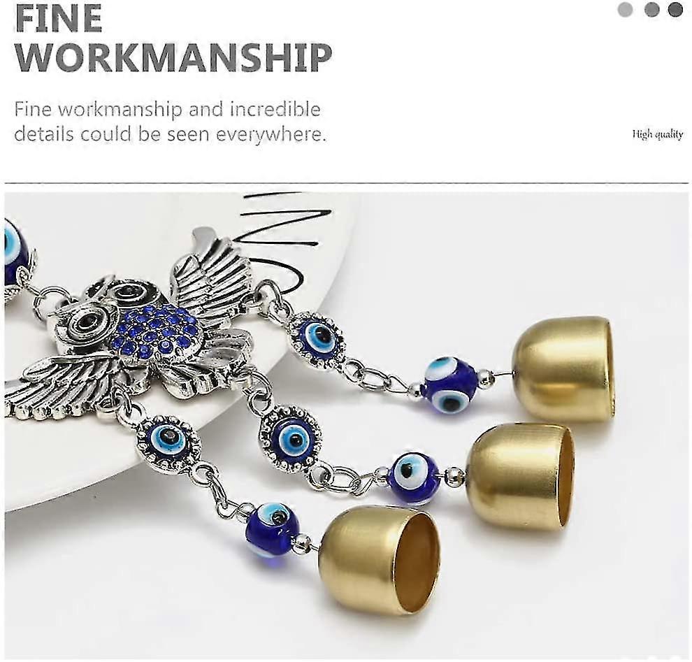 Blue Evil Eye Wind Chimes Bells Metal Bell Wind Chimes Wall Hanging Home Decor Ornament Good Luck Blessing Gift Hanging Decor