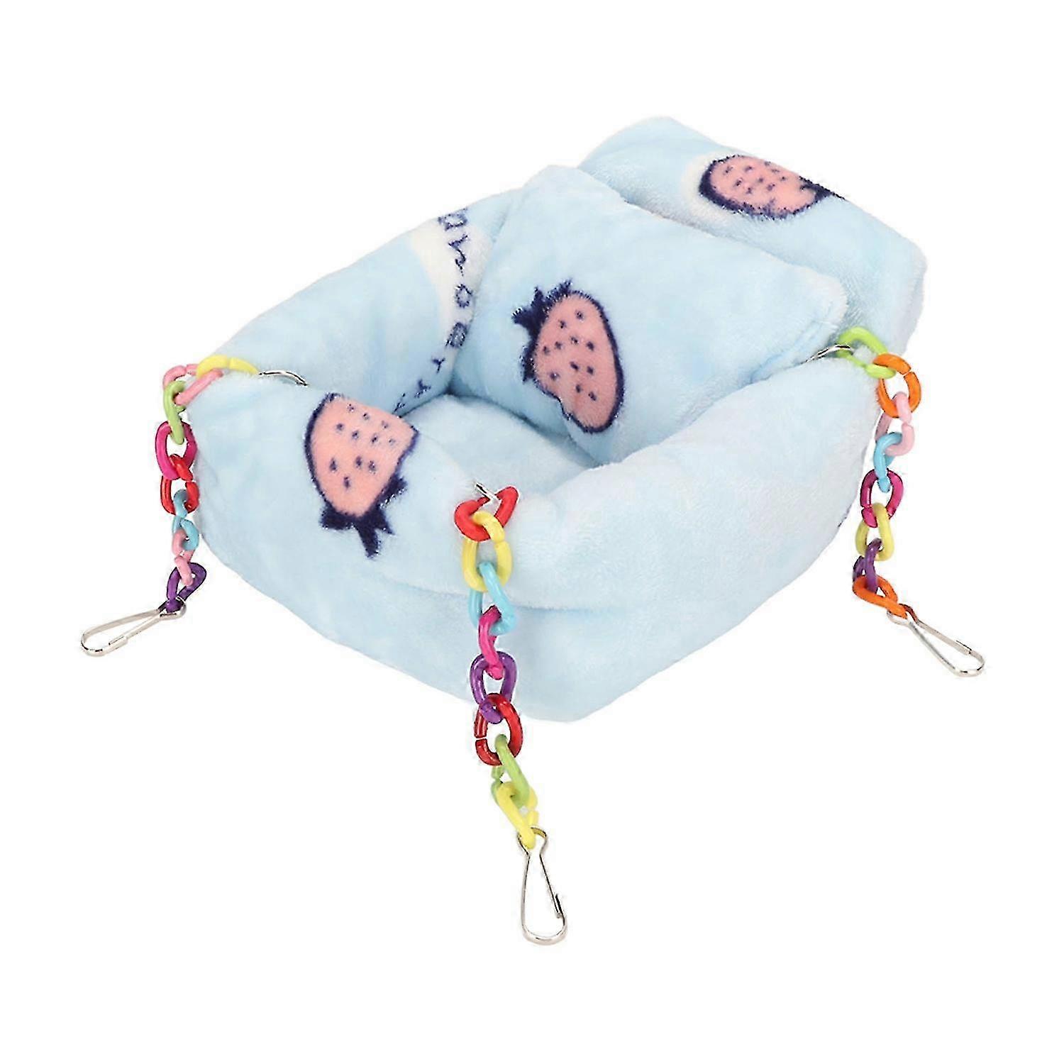 Hamster Hanging Warm Bed Strawberry Pattern Small Animal Plush Hammock Bed with Pillow for Hamster H