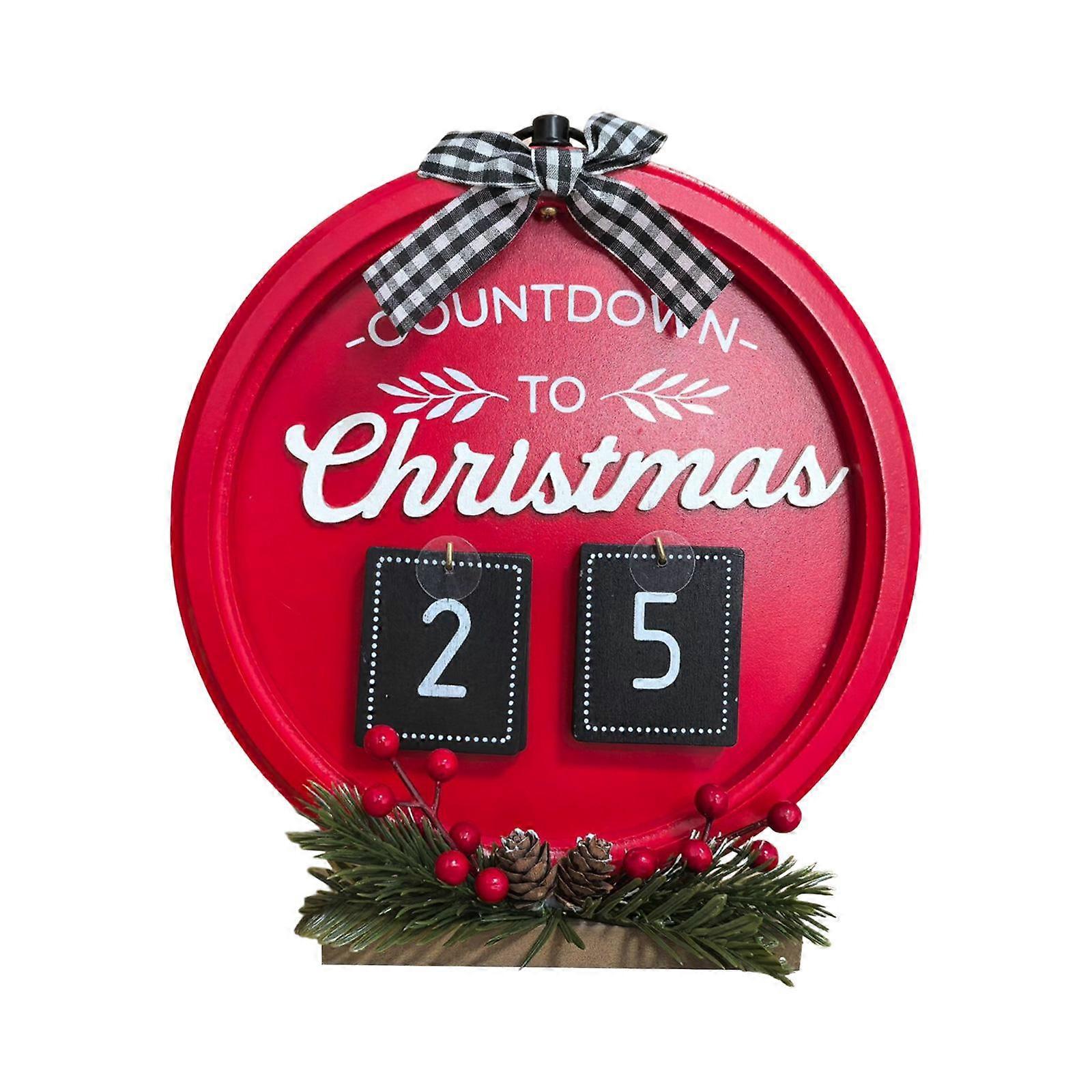Christmas Advent Calendar Rustic Wooden Calendar for Office Bedroom Tabletop