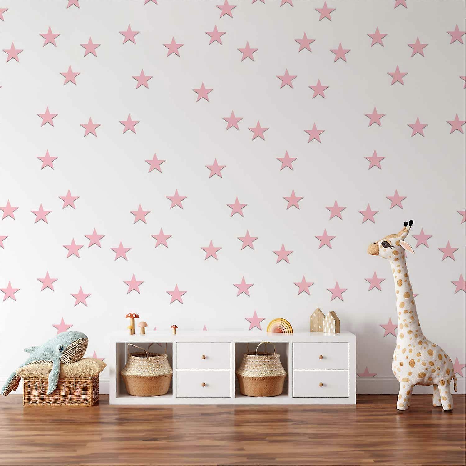 Behang - roze sterren