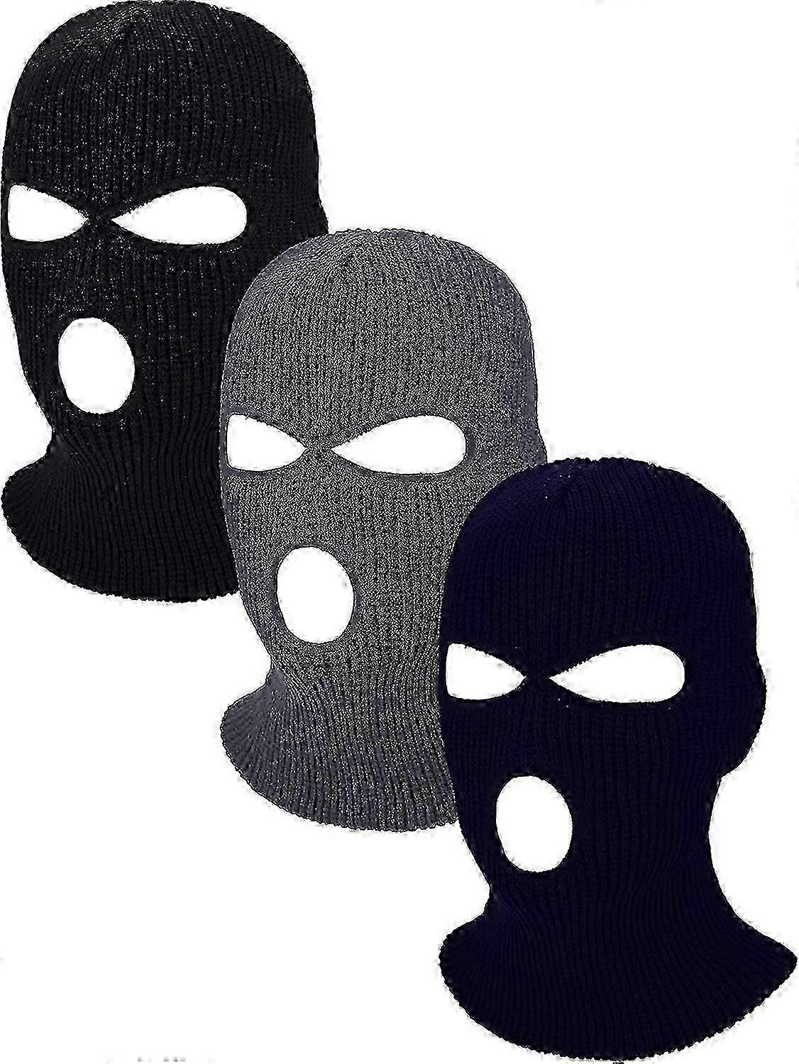 3穴スキーマスクフルフェイスカバーニットネックカバー冬3穴バラクラバアオ
