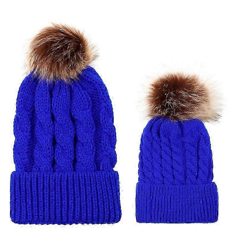 Açık bayanlar kış termal örme yün büküm kayak şapkası (mavi)1 adet