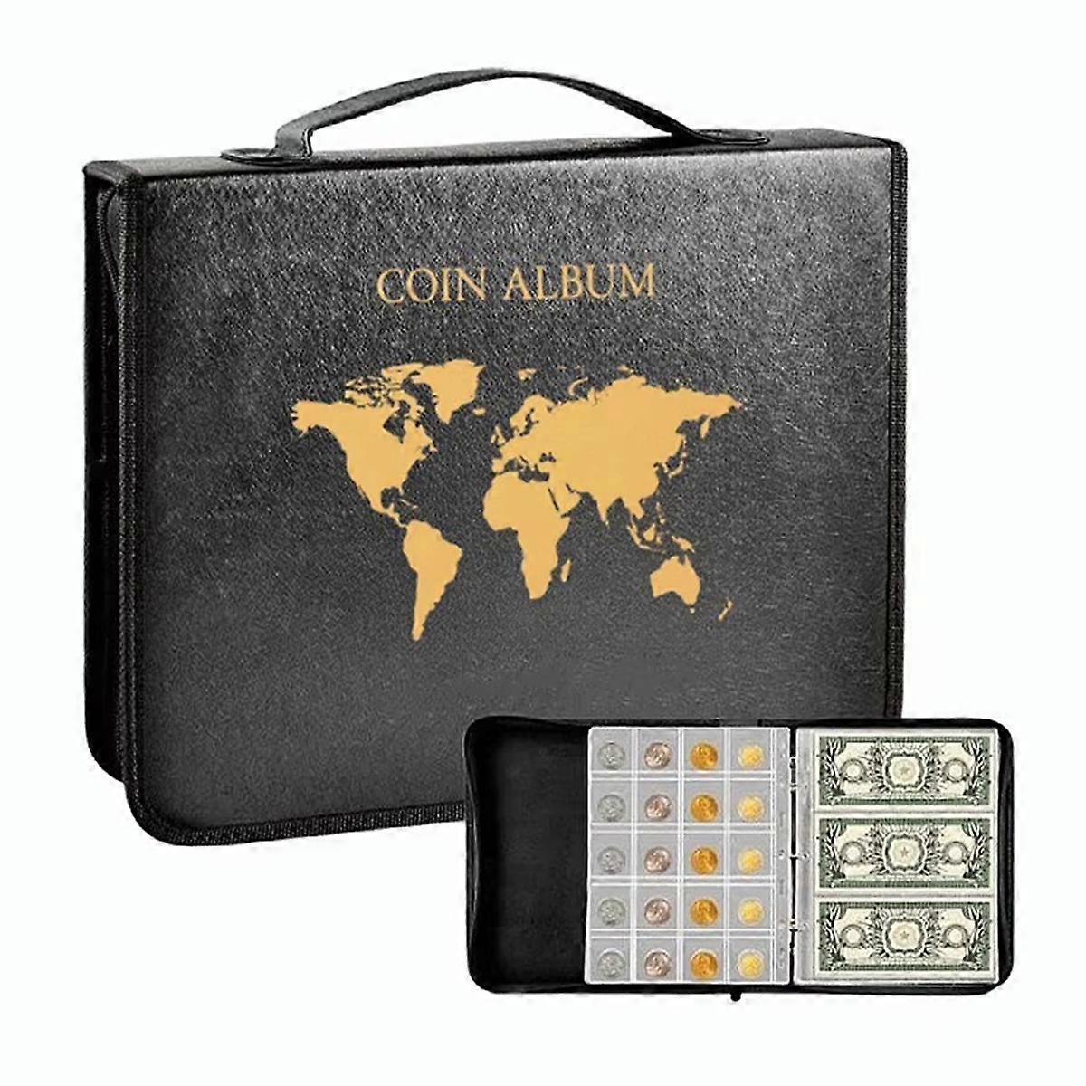 Portable Coin Collection Set 200 Panels Pvc Transparent Loose-Leaf Philatelic Book Album with Zipper Protection