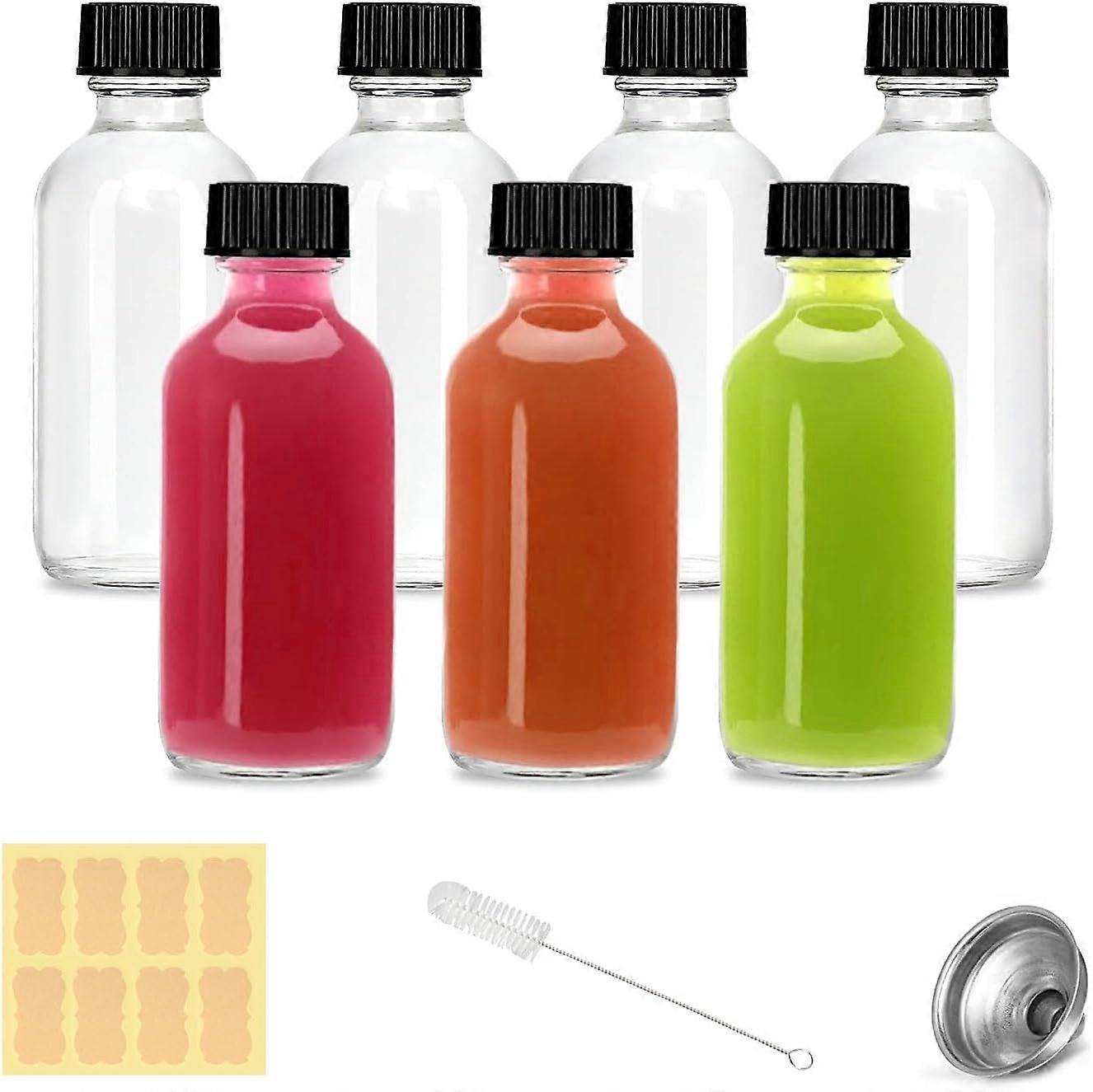 Clear Glass Bottles 2oz Mini Travel Pack for Juice, Potion, Essential Oils, and Liquid Samples