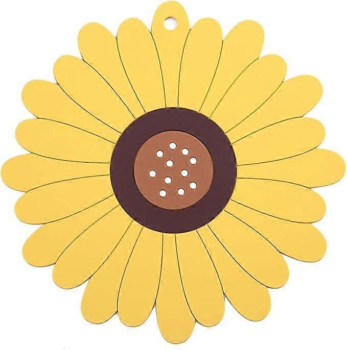 Silicone Trivet Series, Set of 4 Multipurpose Non  Slip Flexible Heat Resistant Mat Trivets (20cm Sunflower Yellow)