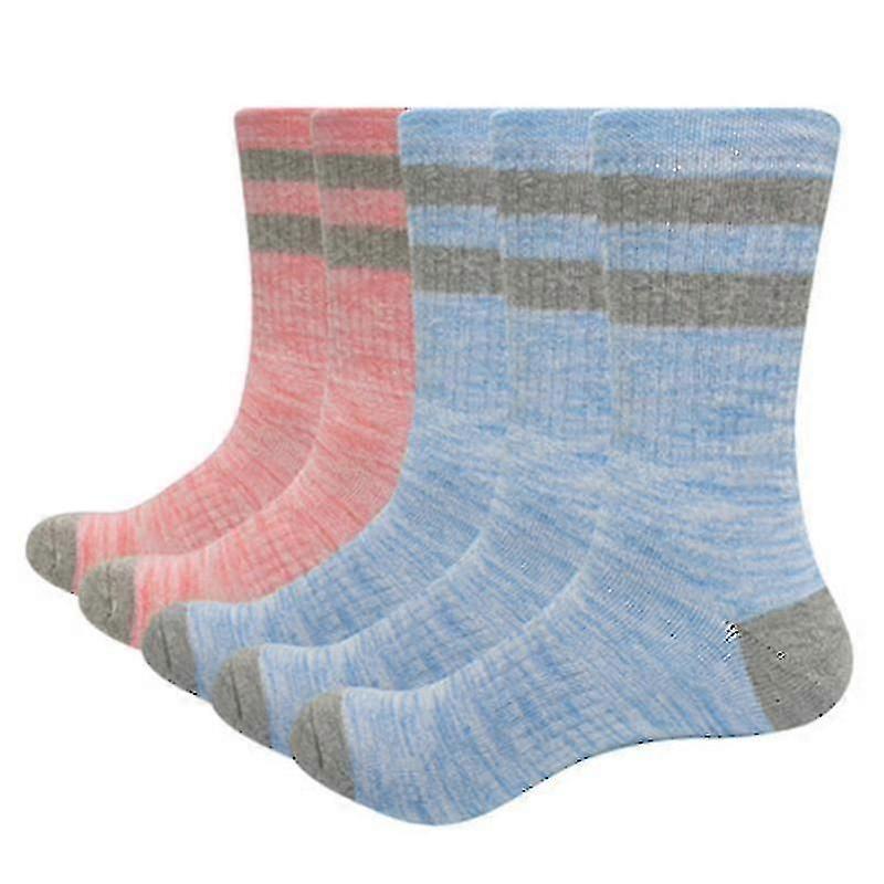 5 Pack Women's Cushioned Hiking Walking Socks, Crew Ankle Socks