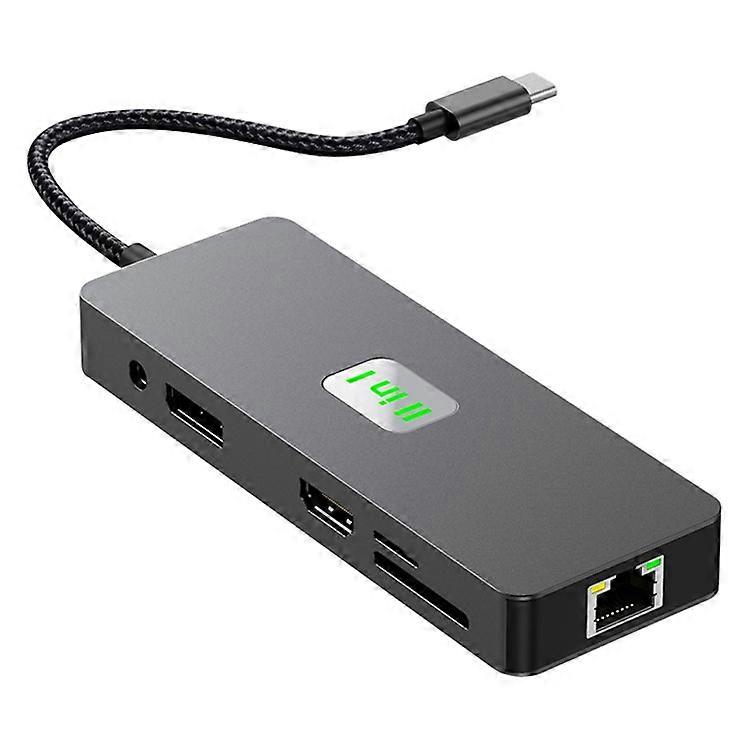 2309 Type-C Hub to 3xUSB 3.2+2xHD+2xCard Reader+3.5mm Audio+VGA+PD 100W