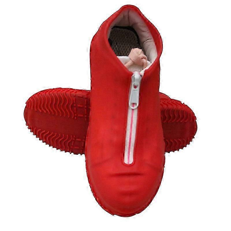 Zippered Waterproof Shoe Covers - Large - Sizes 40-45 - Red