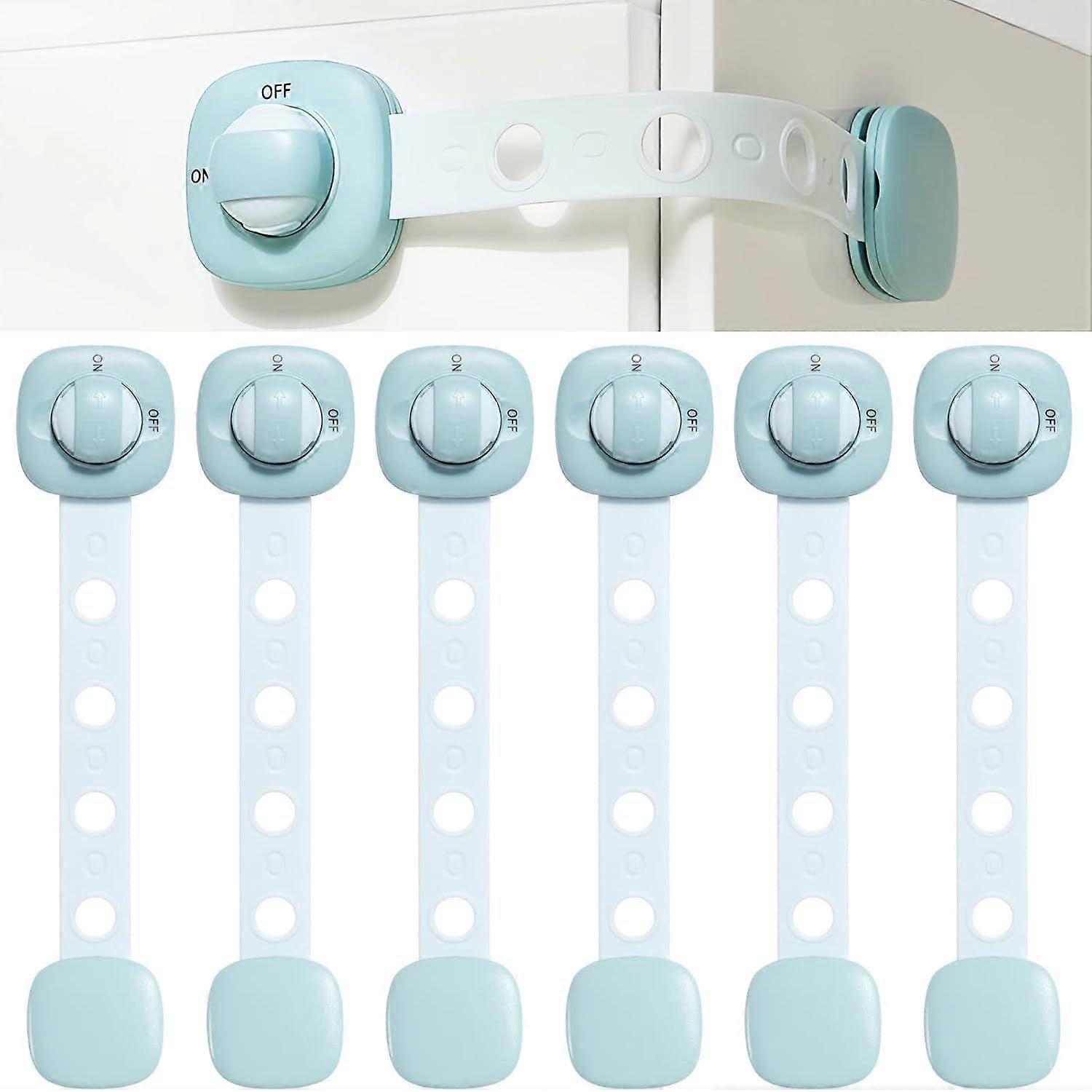 Baby Safety Door Lock, 6 pcs Adjustable Baby Cupboard Lock, Child Safety Cupboard Lock for Drawers, Cupboards, Refrigerators, Child Safety Locks, Blue