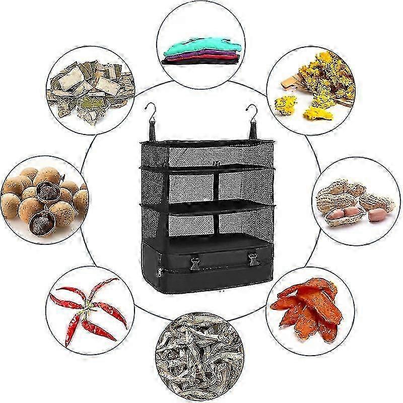 Portable Foldable 3-Layer Hanging Storage Bag for Outdoor Camping