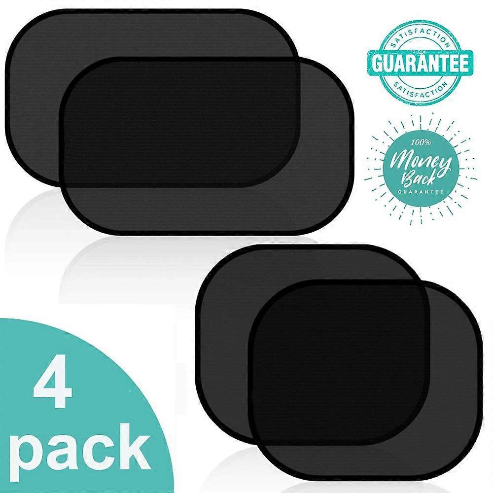 Smart Design Car Sun Protection Mesh Shades, 4 Pack Premium Quality Static Cling Side & Rear Window, Blocks Most UV Rays & Keeps Interior Cool, Easy
