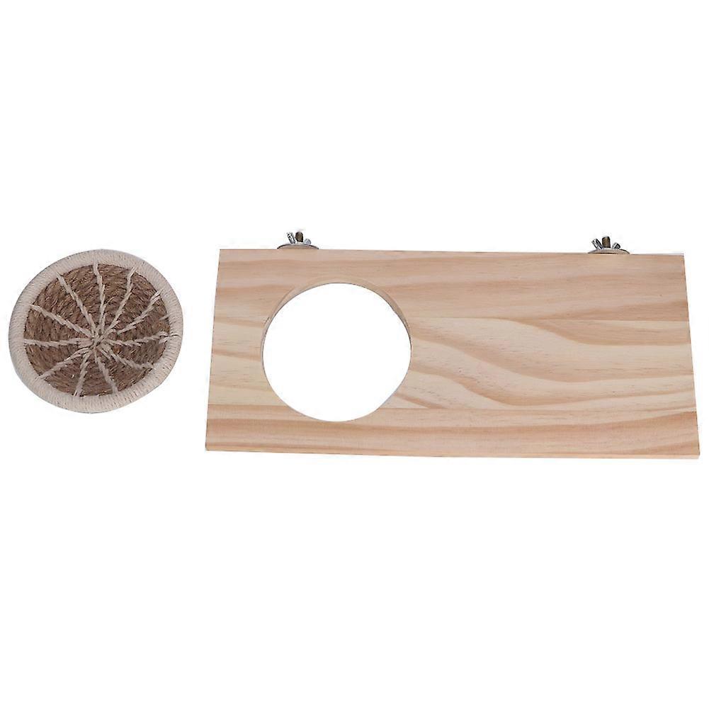 Large Wood Bird Parrot Standing Board with Hemp Rope Nest Nesting Box Cage Set