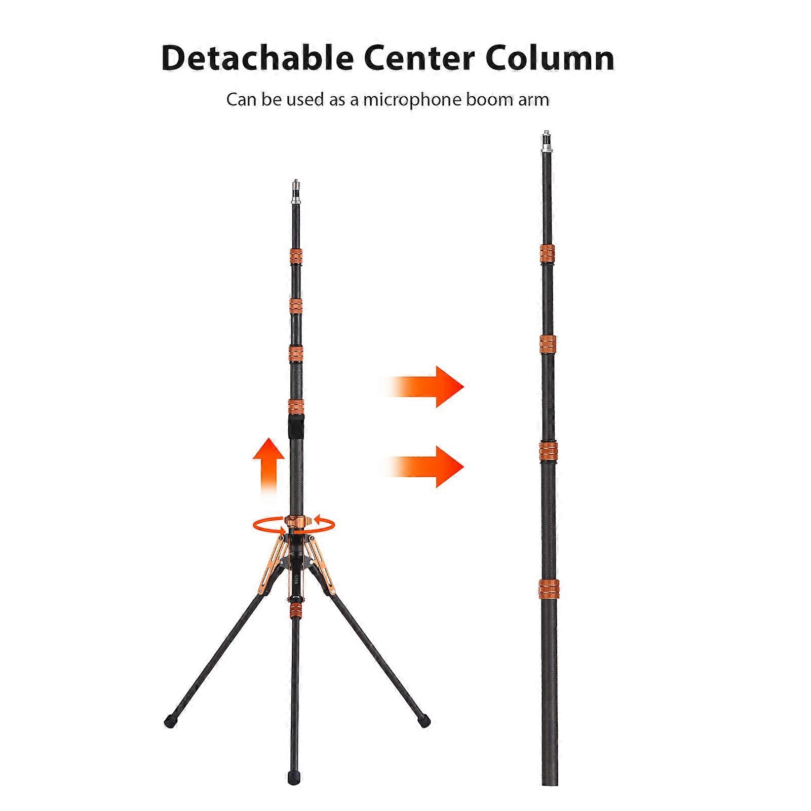 220cm/86.6in Portable Tripod Stand Photography Light Stand Carbon Fiber 5-section Adjustable 5kg/11l