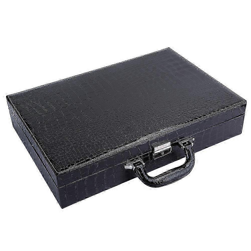 24 Grid Watch Storage Suitcase PU Leather Large Space Watch Storage Case with Key