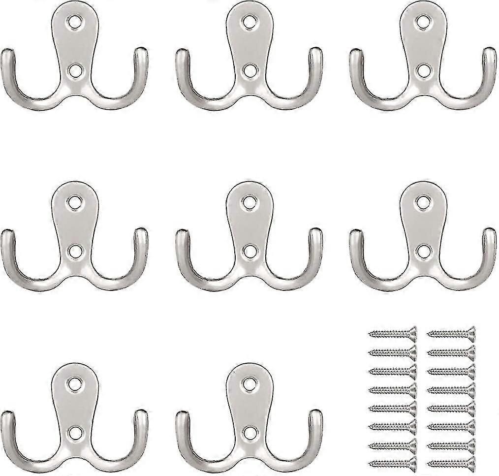 Coat Hooks, Double Metal Hat Hooks Hooks, 8 Pcs Wall Coat Hooks With Screws