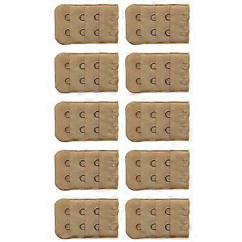 Paquete de 10 3 filas 2 ganchos Extensores de sujetador Comfort Fit Ropa interior de poliéster suave Hebilla de extensión de correa de sujetador para ajuste personalizado A13 fecha rojo