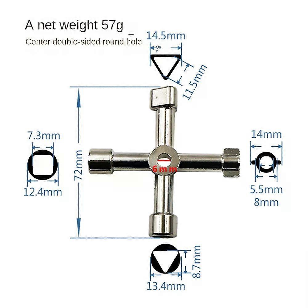 4 In 1 Multifunction Electrician Plumber Utility Cross Switch Wrench Universal Square Triangle Key for Gas Train Bleed Radiator