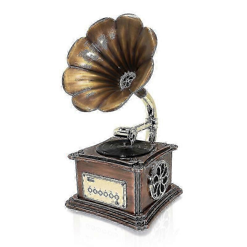 Pure Copper Retro Bluetooth Audio Gramophone Craft Gift Ornament U Disk Audio Input