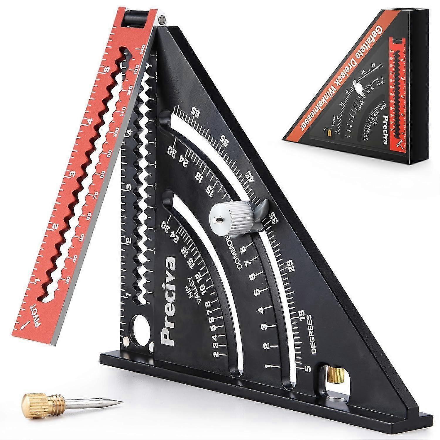 "Carpenter's Bracket Metal Aluminum Folding Triangle Ruler Combined Bracket 317mm Multifunction Triangle Bracket Angle Ruler Protractor 45 90 Degree/C