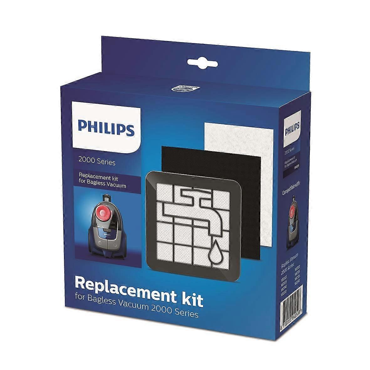 XV1220/01 Filter Kit for Philips Bagless Vacuum Cleaners Series 2000, Compatible Black/White Replacement Filters