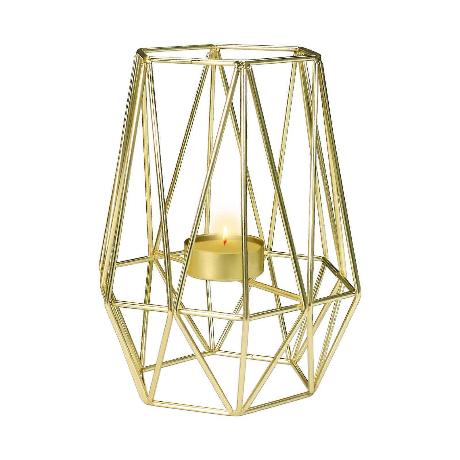 Gold Geometric Candle Holder for Wedding Table Centerpiece Large Size