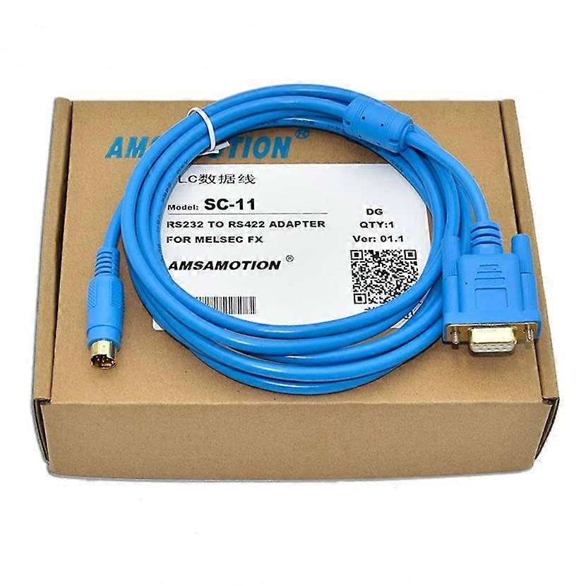 SC-11 Suitable for FX Series RS232 Serial Port Cable PLC Programming Cable Download Data Cable (Blue Gold Plated Interface 3 Meters)