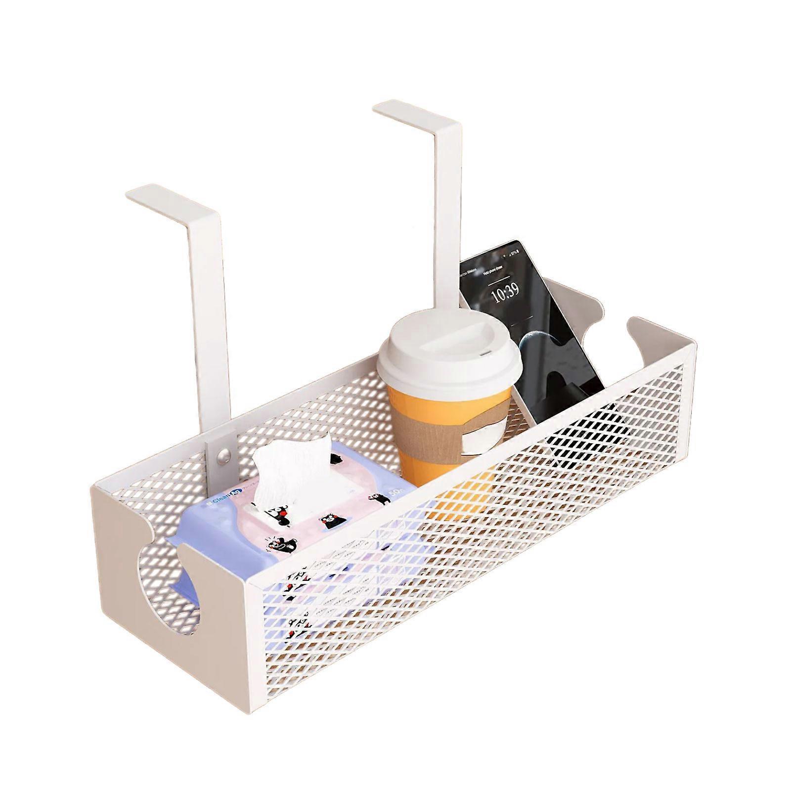Desk Drawer Organizer Clamp On Desk Drawer Metal Under Table Basket Storage Easy to Install for Home Office School White