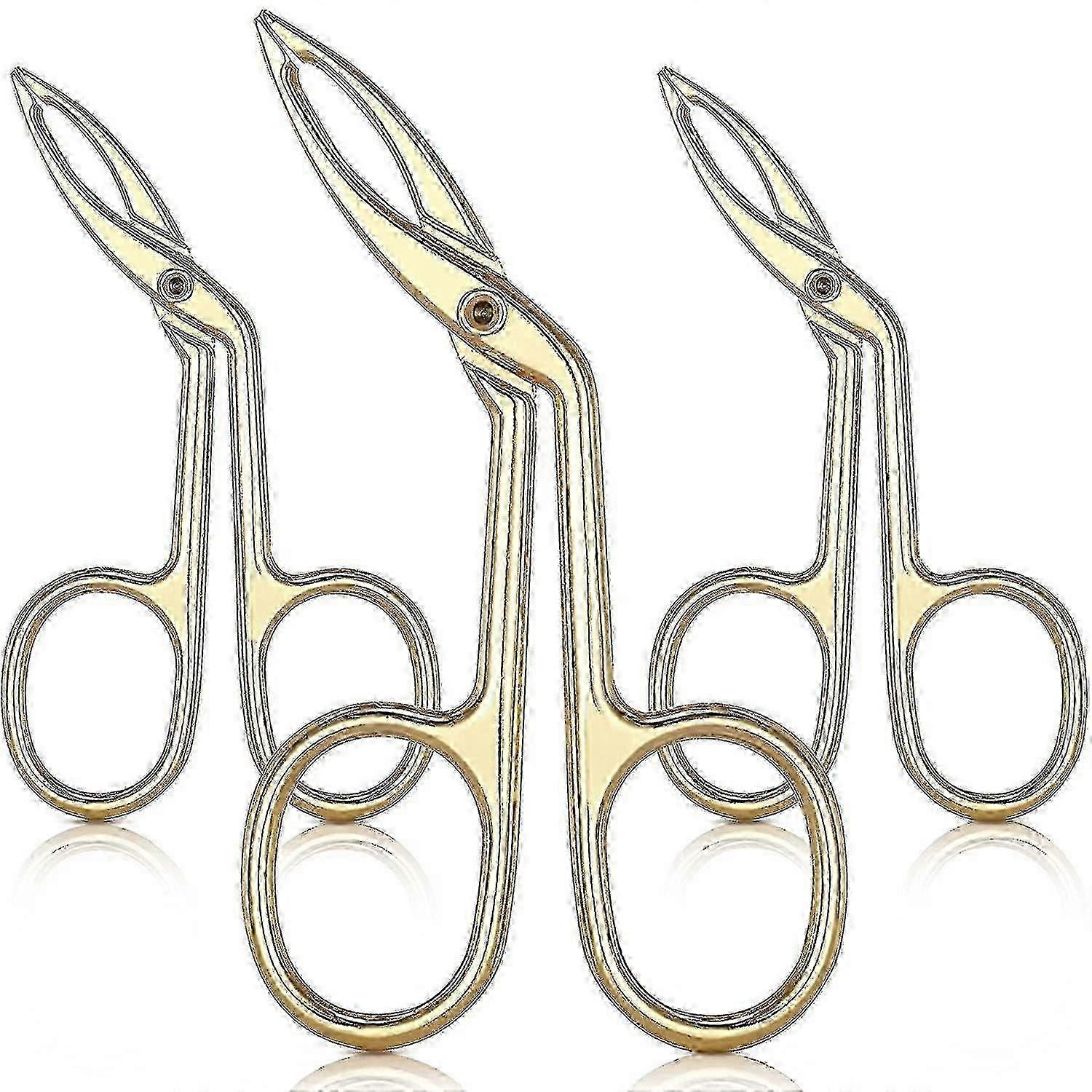 3 Packs Eyebrow Scissors Tweezers, Scissors Handle Shaped Eyebrow Straight Tip Tweezers Clip, Flat Tip Tweezers
