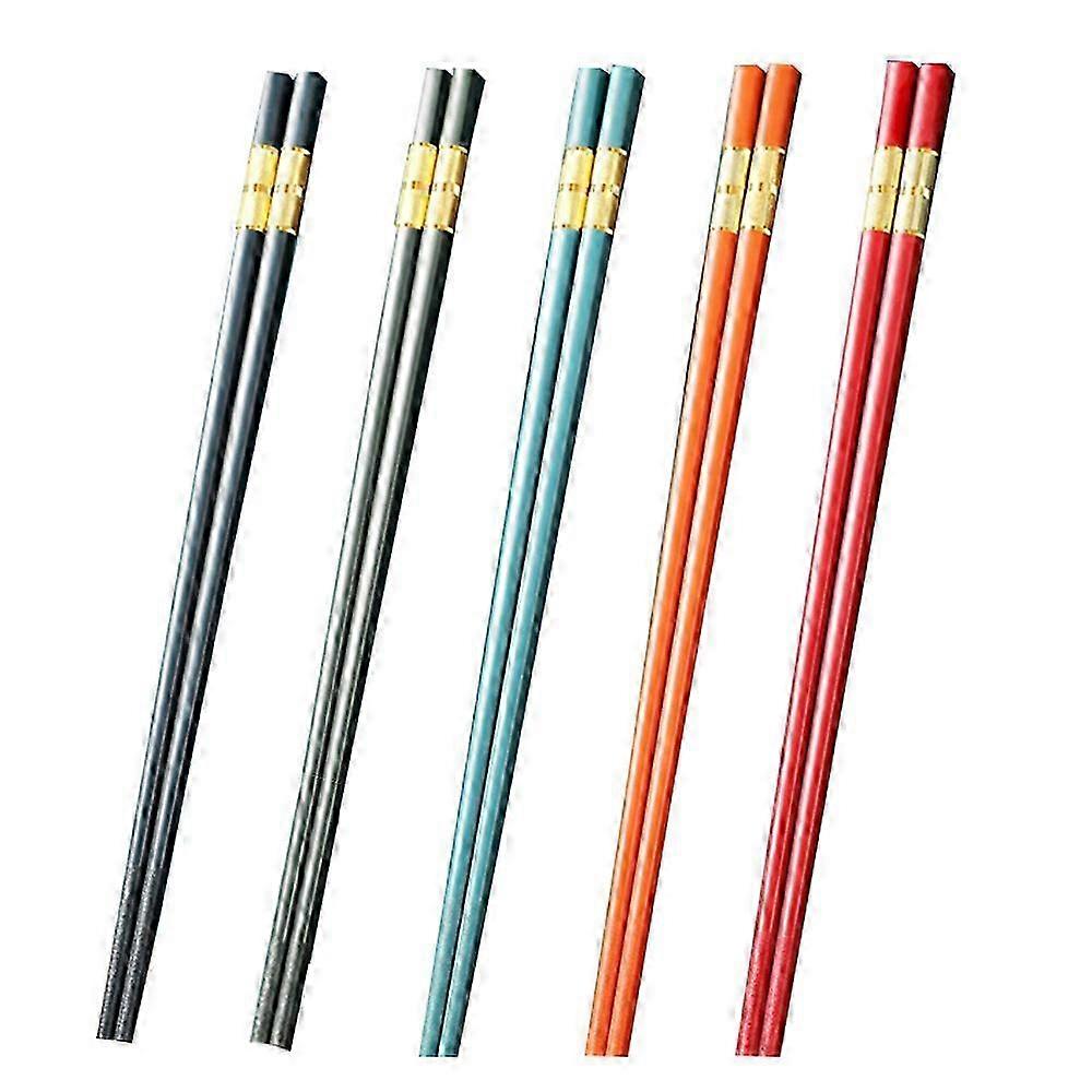 JiaWei 5 Pairs Reusable Chopsticks ,Fiberglass Chopsticks Set, Chinese Chopsticks for Food, Non-Slip, Easy to Use J1t