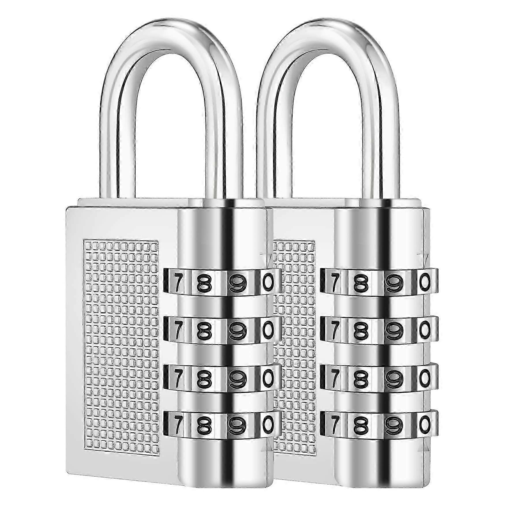 4 Digit Combination Locker Padlock for School(2 Pack, Silver)