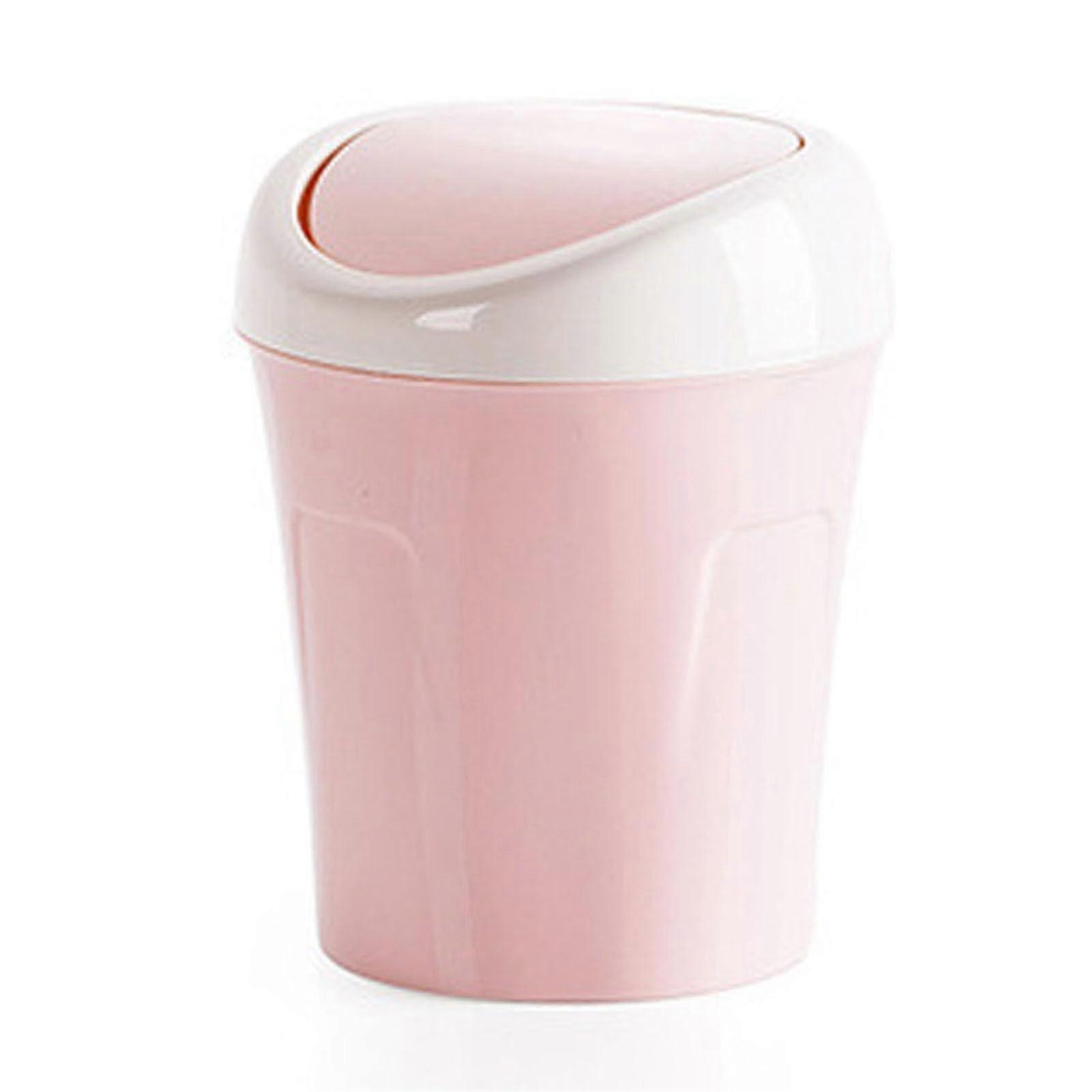 Desktop Trash Can Small Mini Plastic Table Garbage Bin With Swing Lid For Living Room Coffee Table Space Saving Red