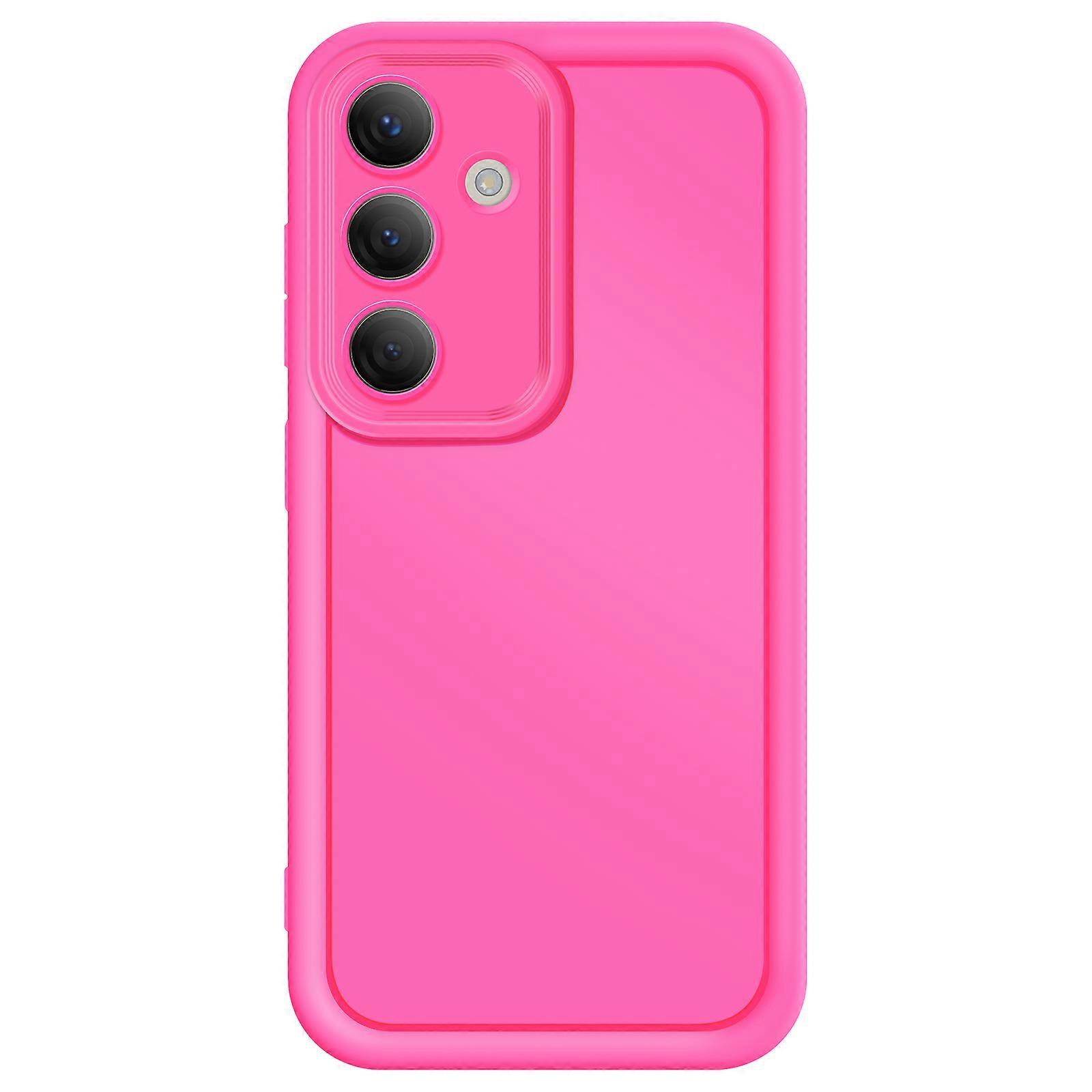 Case for Galaxy S24 Silicone Soft Touch Raised Borders, Fuschia